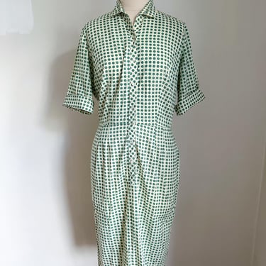 Vintage 1960s Cos Cob Patterned Shirtwaist Dress / XS 