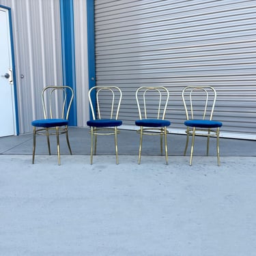 1980s Vintage Brass Dining Chairs - Set of 4 