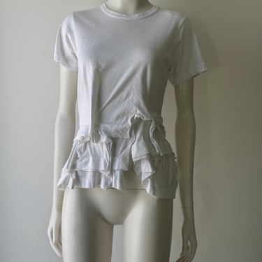 Comme des Garçons AD2013 Asymmetric White Pleated Layer Top (XS/S) 