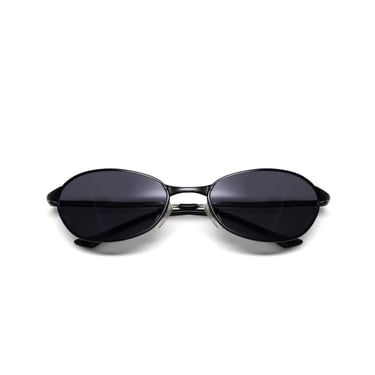 Authentic Vintage 90s Wire Oval Metal Black Deadstock Sunglasses 