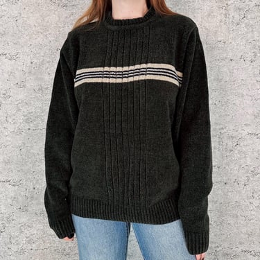 Y2K Chenille Soft Cozy Knit Striped Grunge Vintage Pullover Sweater 