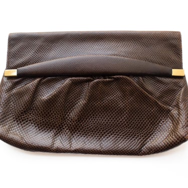 Bags By Supreme | Vintage 70’s/80’s Dark Brown Leather Embossed Textured Clutch 