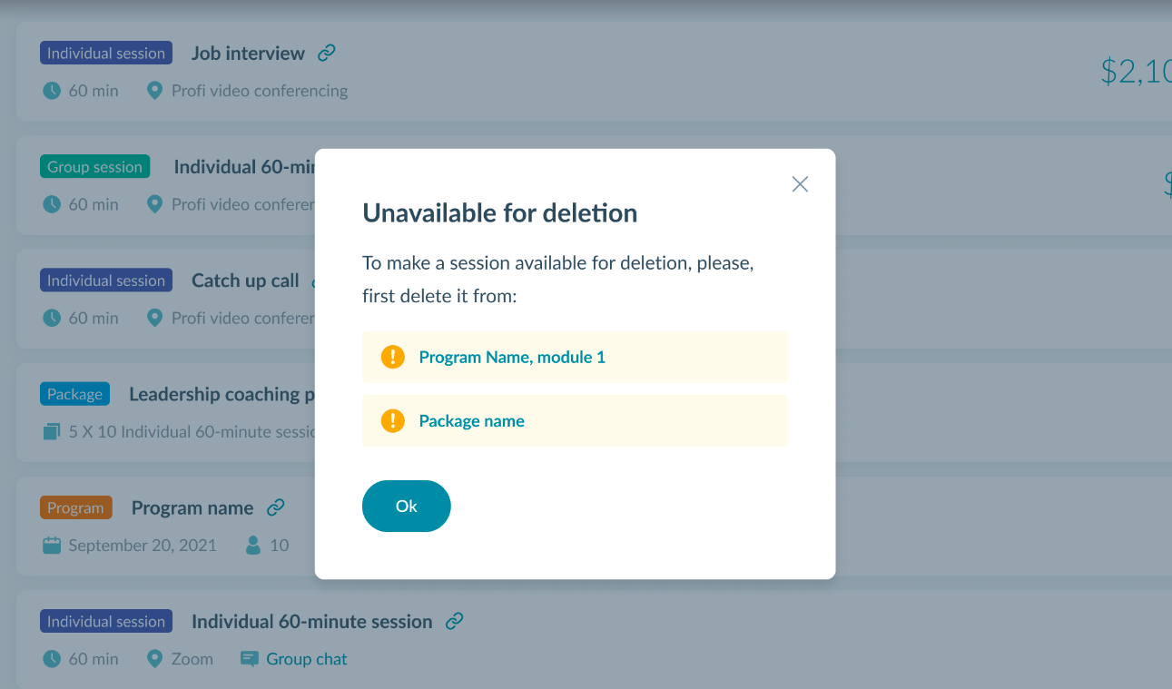 Warning tells you when a session you're about to delete is being used in another program or package