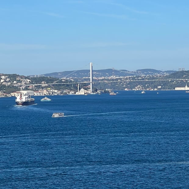 Photo of Bosphorus from Topkapi Palace (Europe left)