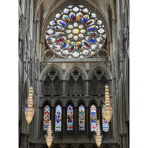 Photo of Stained glass inside Westminster Abbey
