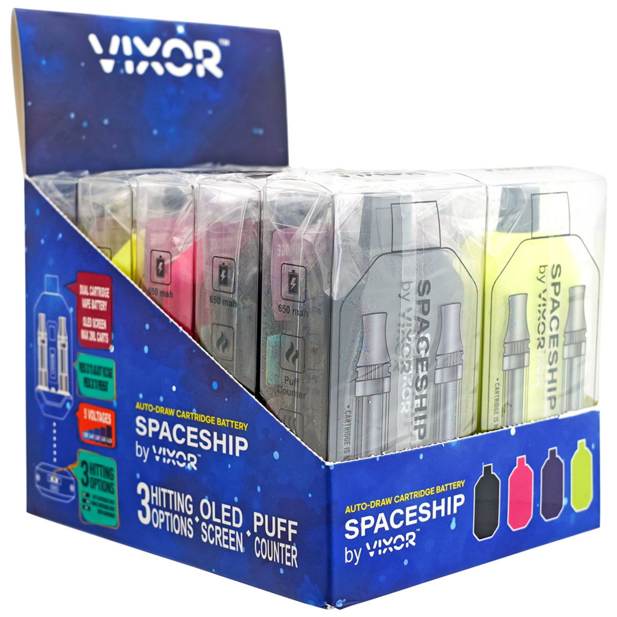 vixor vape battery SPACESHIP 650mAh Dual cartridge battery by VIXOR - 10ct