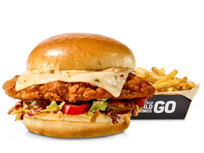 Kickin' Chicken Sandwich” with a calorie count of 1390 calories.