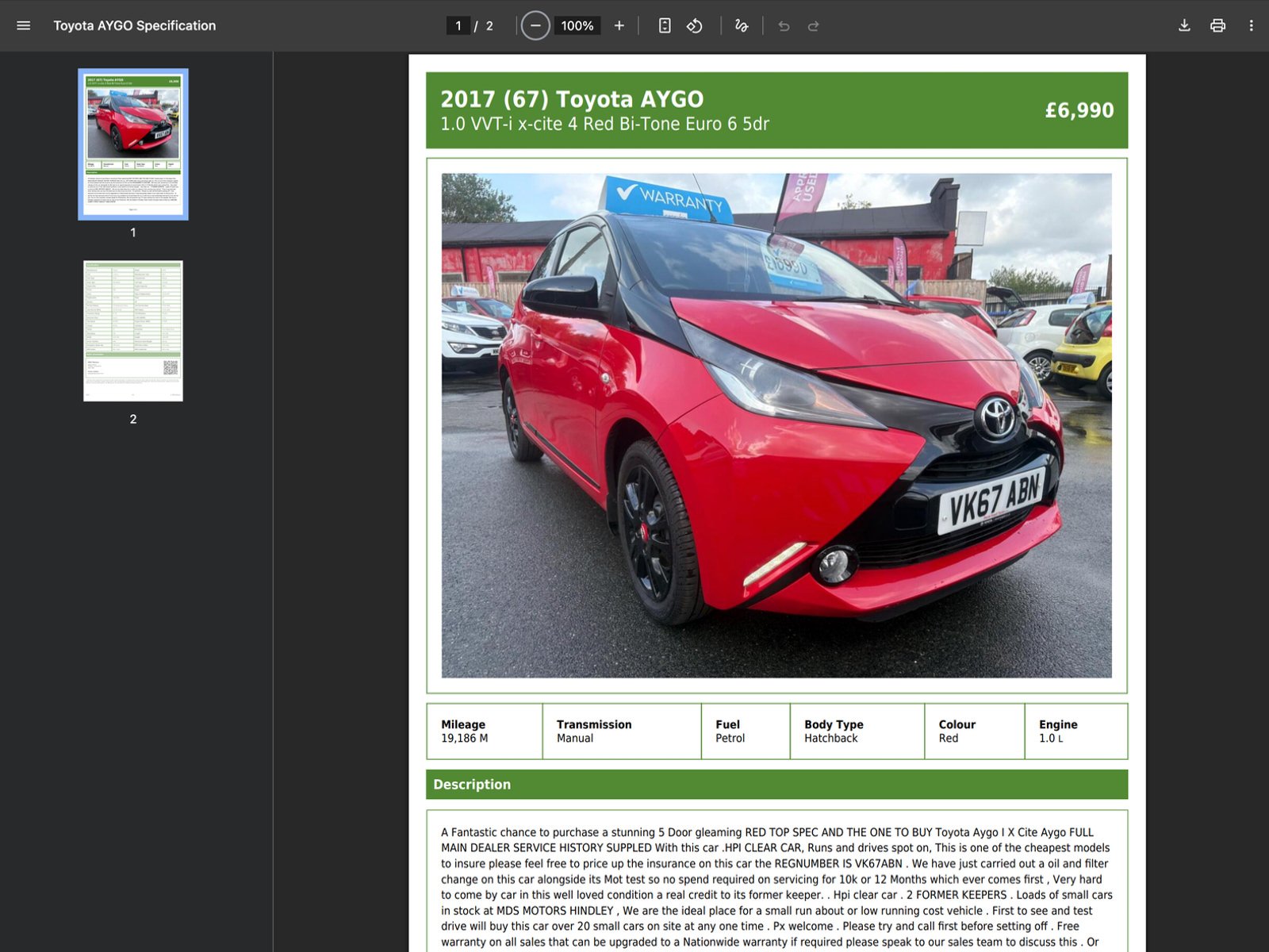 Vehicle PDF Software