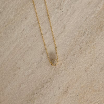 Colar entremeio bola cravejada 6mm corrente cadeado 45cm com alongadora