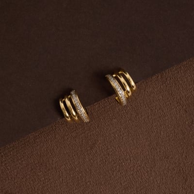 Argola 3 fios lisos e cravejado 14mm tarraxa