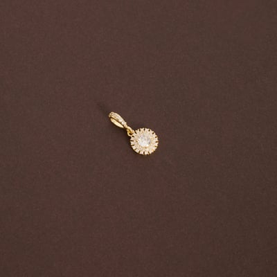 Pingente zircônia redonda com duplo cravejado 10mm