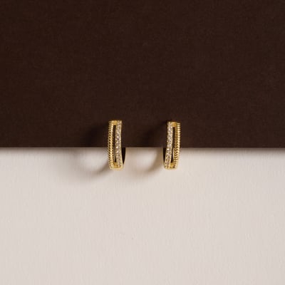 Argola click fios torcido e cravejado 15mm