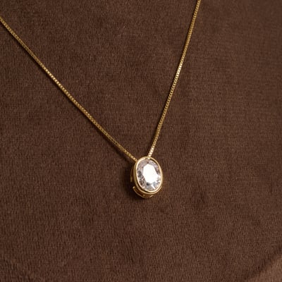Colar zircônia oval CI 11mm 45cm com alongadora