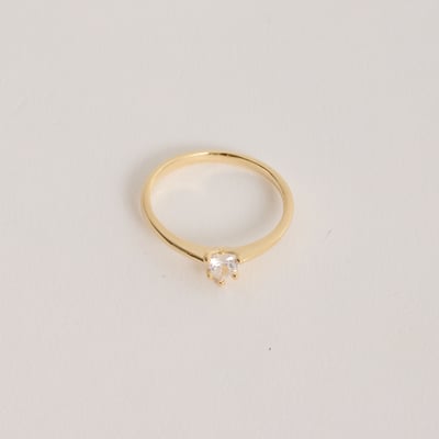 Anel solitário zircônia coração 4mm