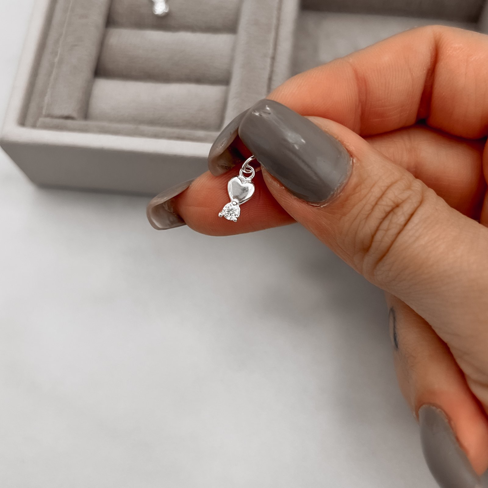 Pingente coração e zircônia 10mm