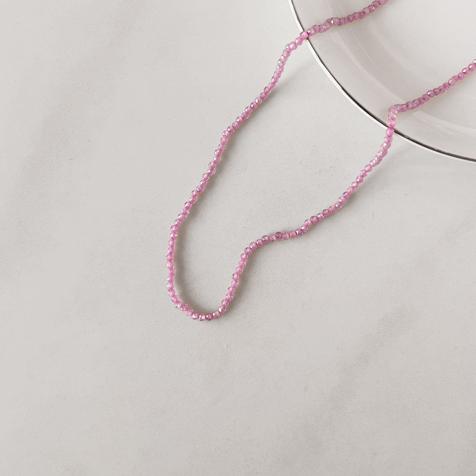 Choker zircônia redonda facetada rosa 2mm