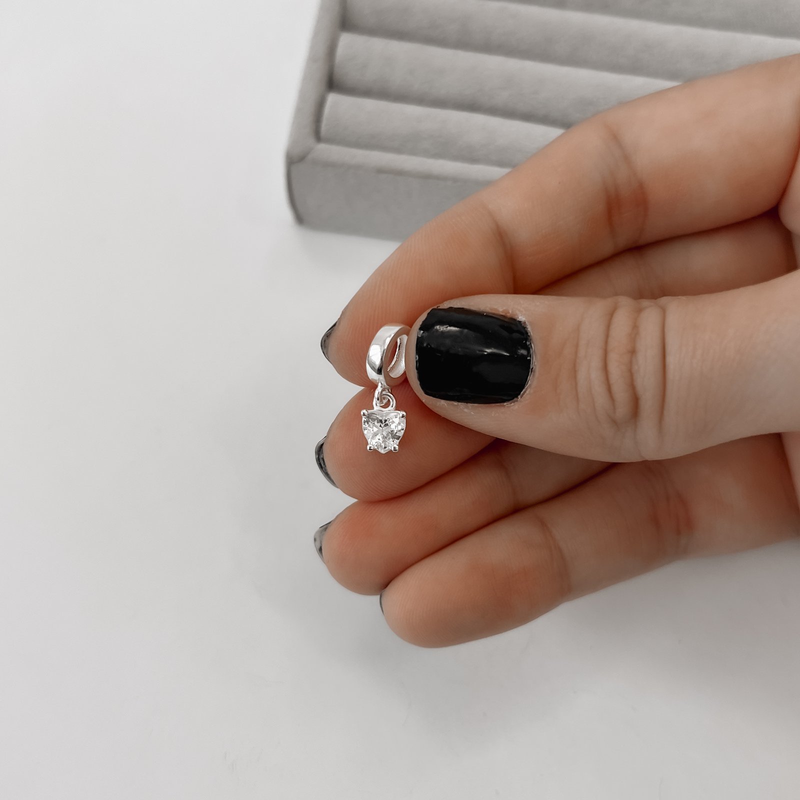 Berloque pingente zircônia coração 6mm