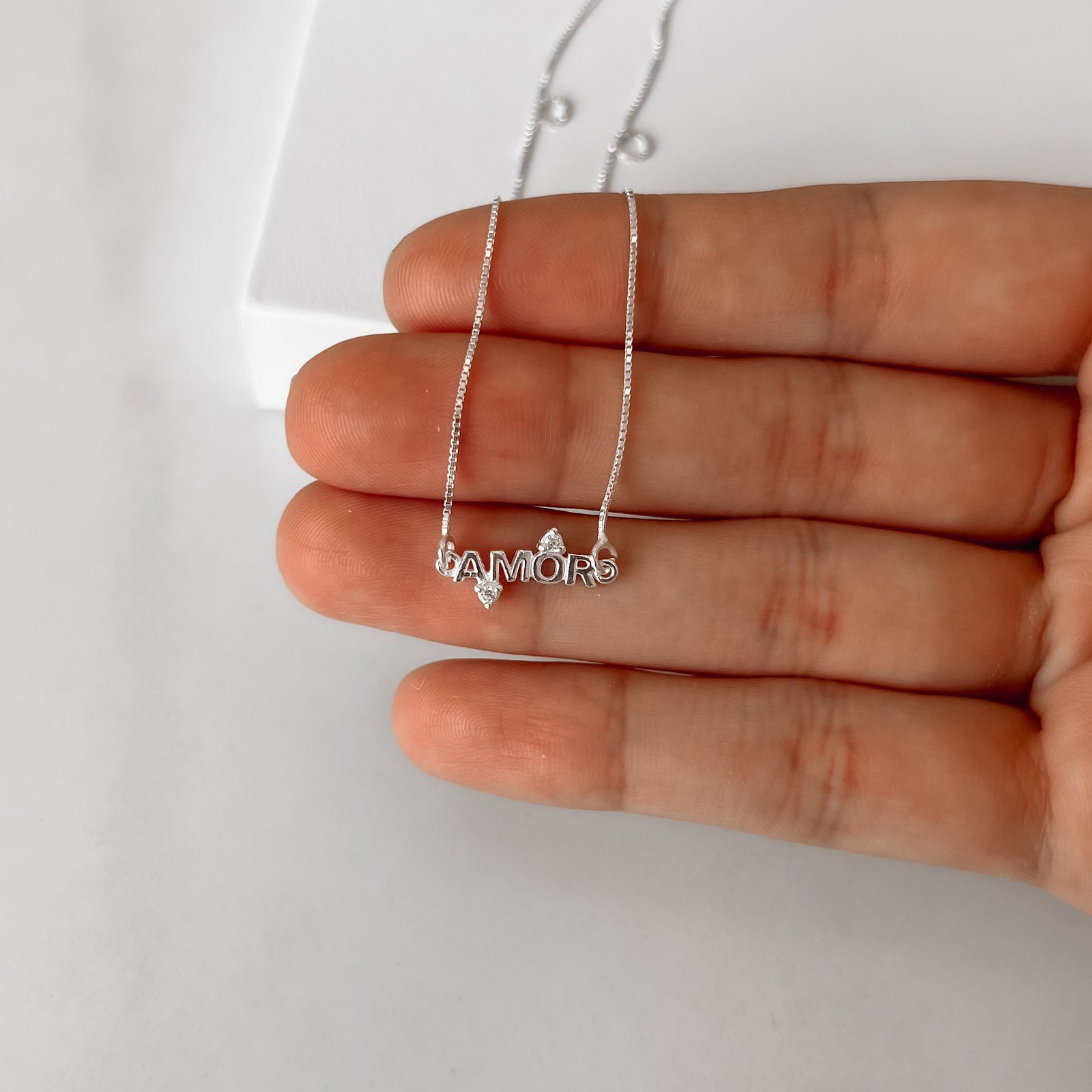 Colar entremeio amor com zircônias 17mm v12 40cm