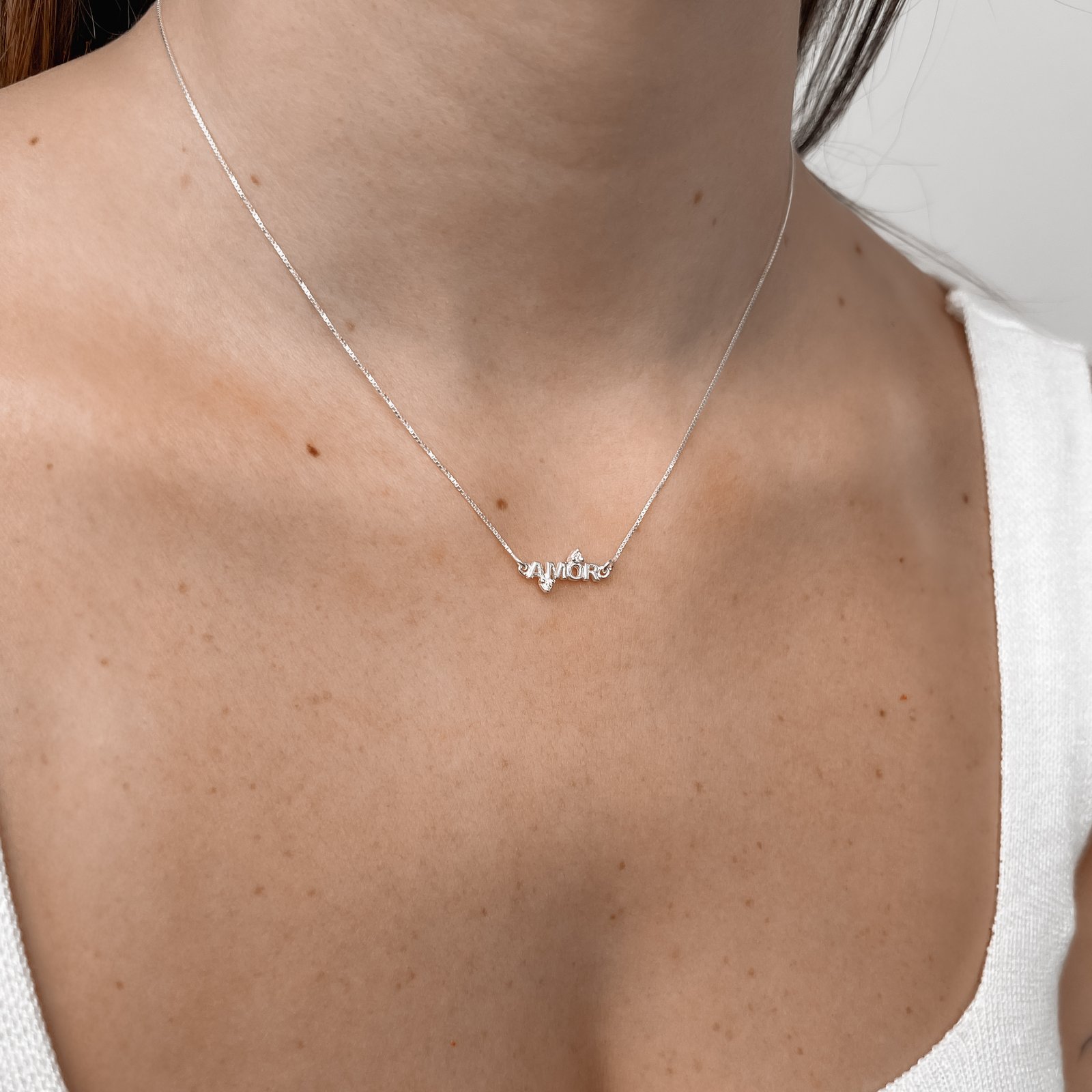 Colar entremeio amor com zircônias 17mm v12 40cm