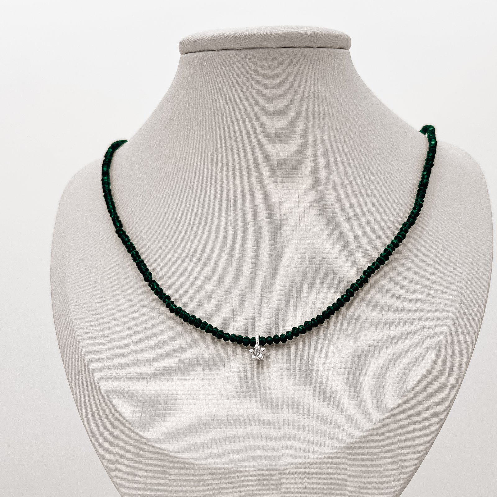 Colar cristal esmeralda 3mm pingente estrela com zircônia 5mm 40+5cm