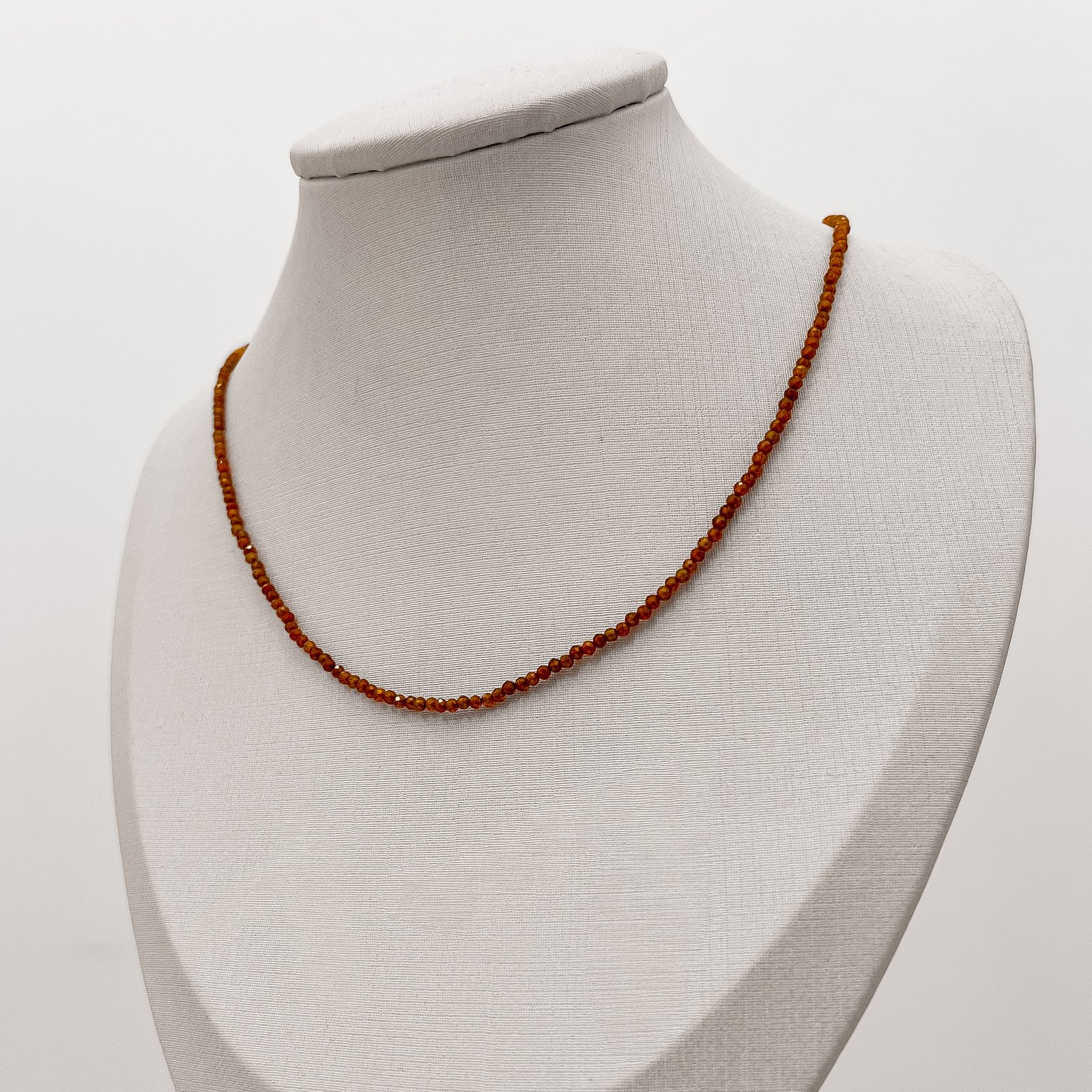 Choker zircônia redonda facetada laranja 2mm