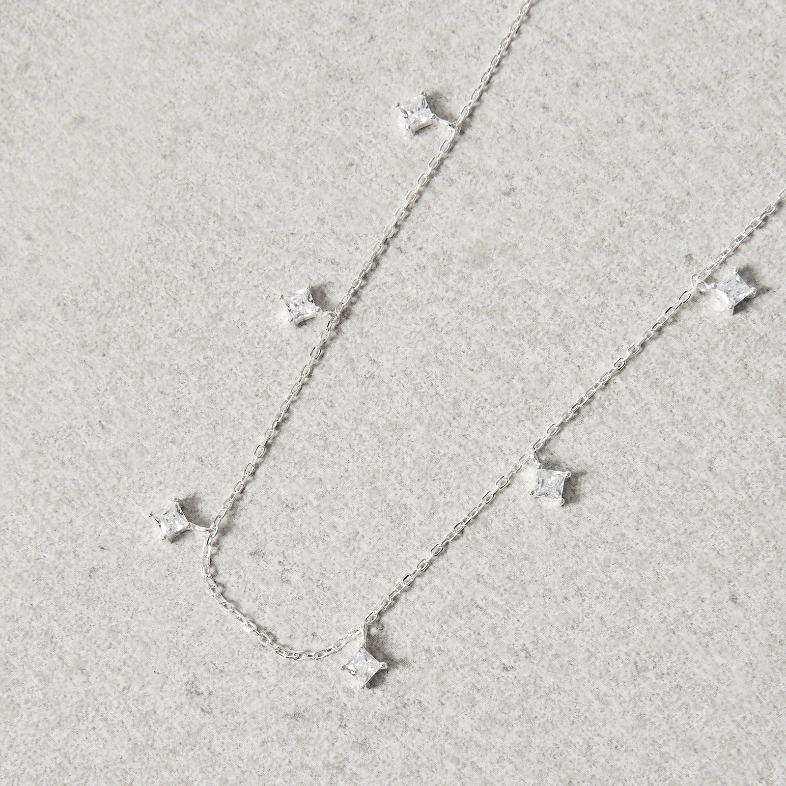 Colar pingentes zircônia losango 3mm corrente cadeado 40+5cm