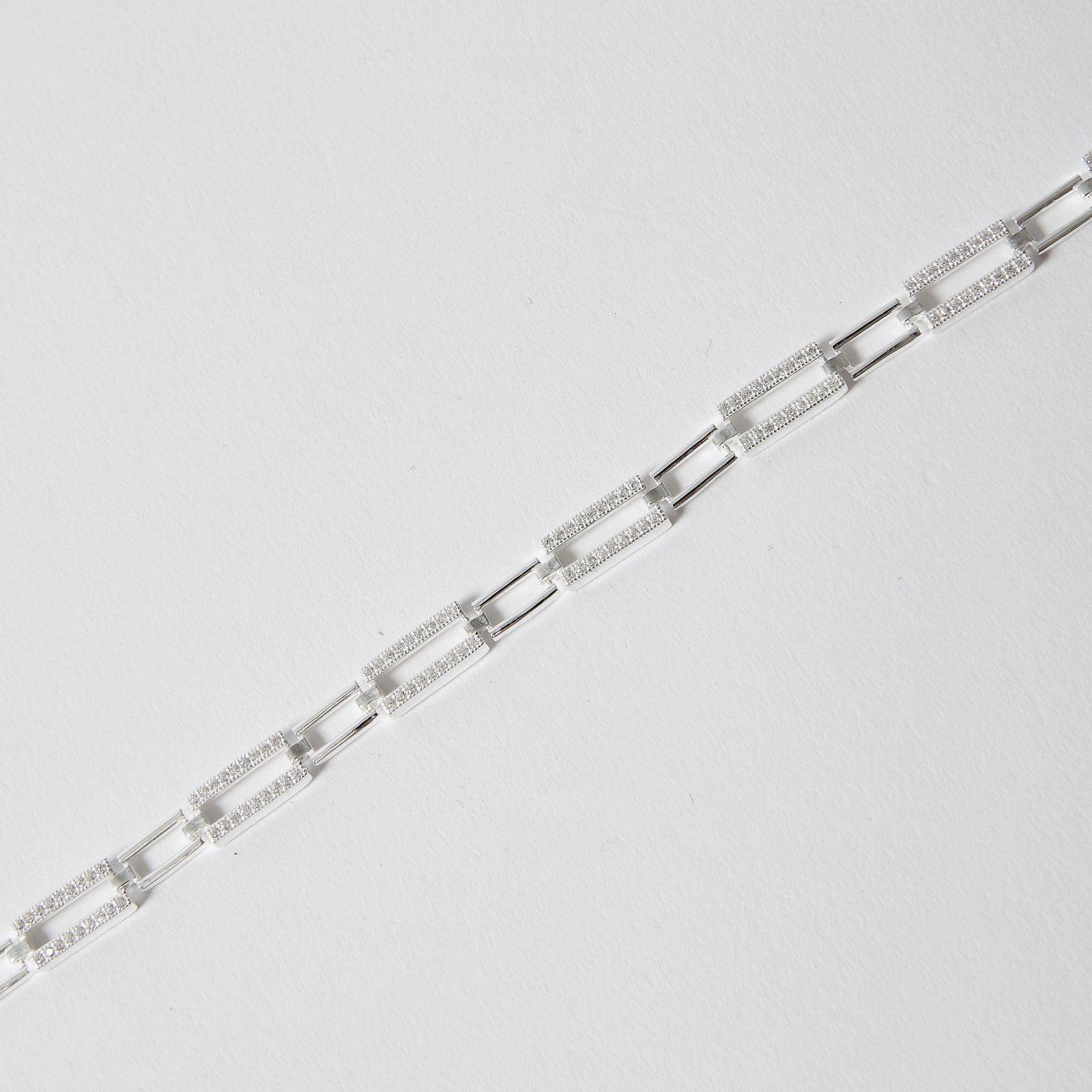 Pulseira corrente elos lisos e cravejados 6mm 18cm