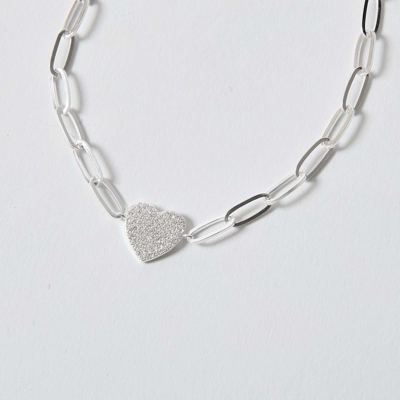 Pulseira entremeio coração cravejado 12mm corrente cartier 16+5cm