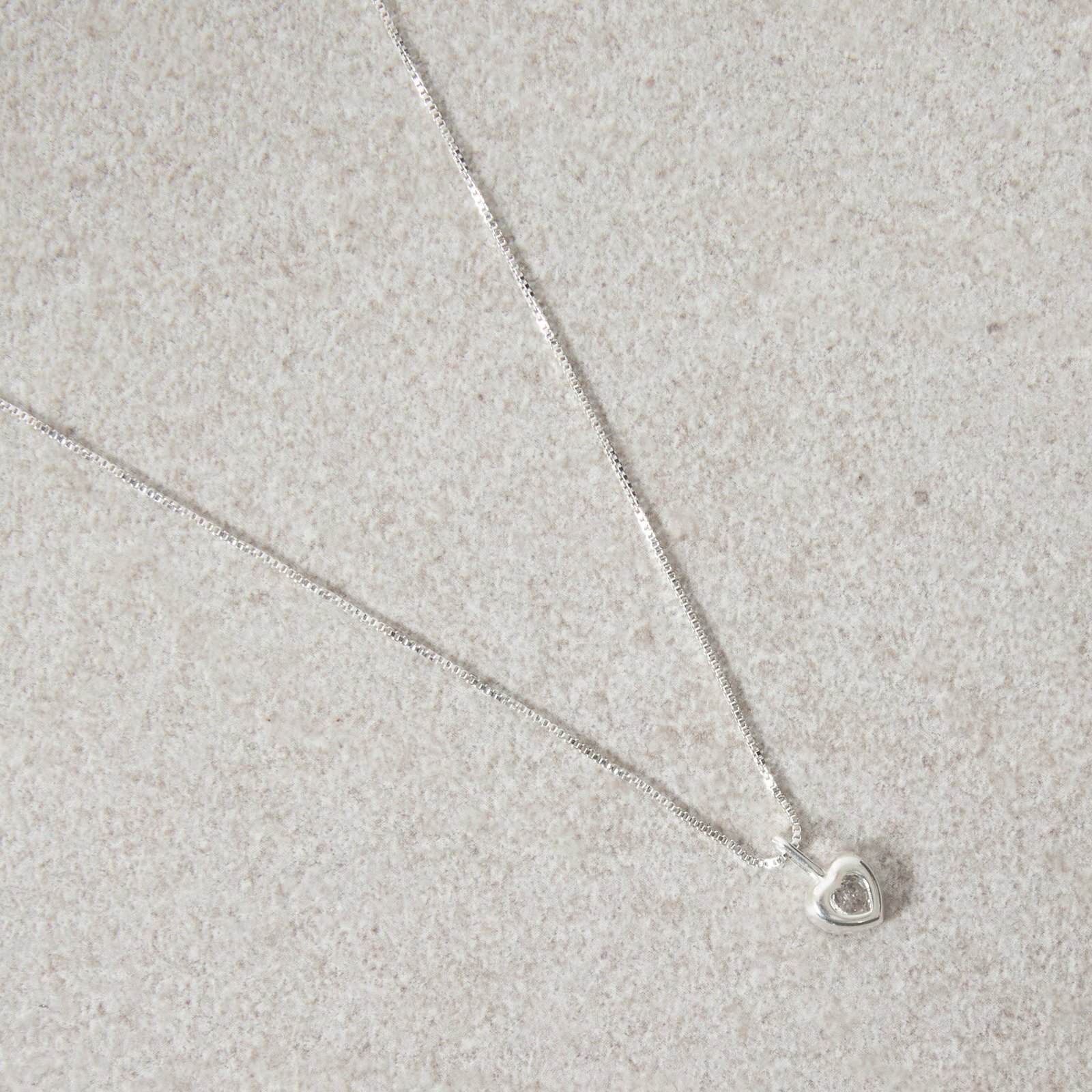 Colar pingente coração com zircônia 7mm 40cm
