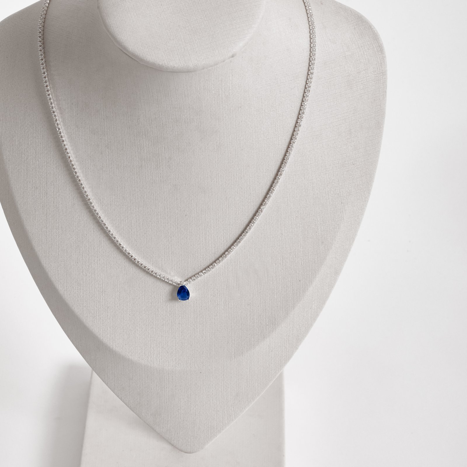Colar Riviera 1.7 com zircônia gota azul 7mm 40+5cm