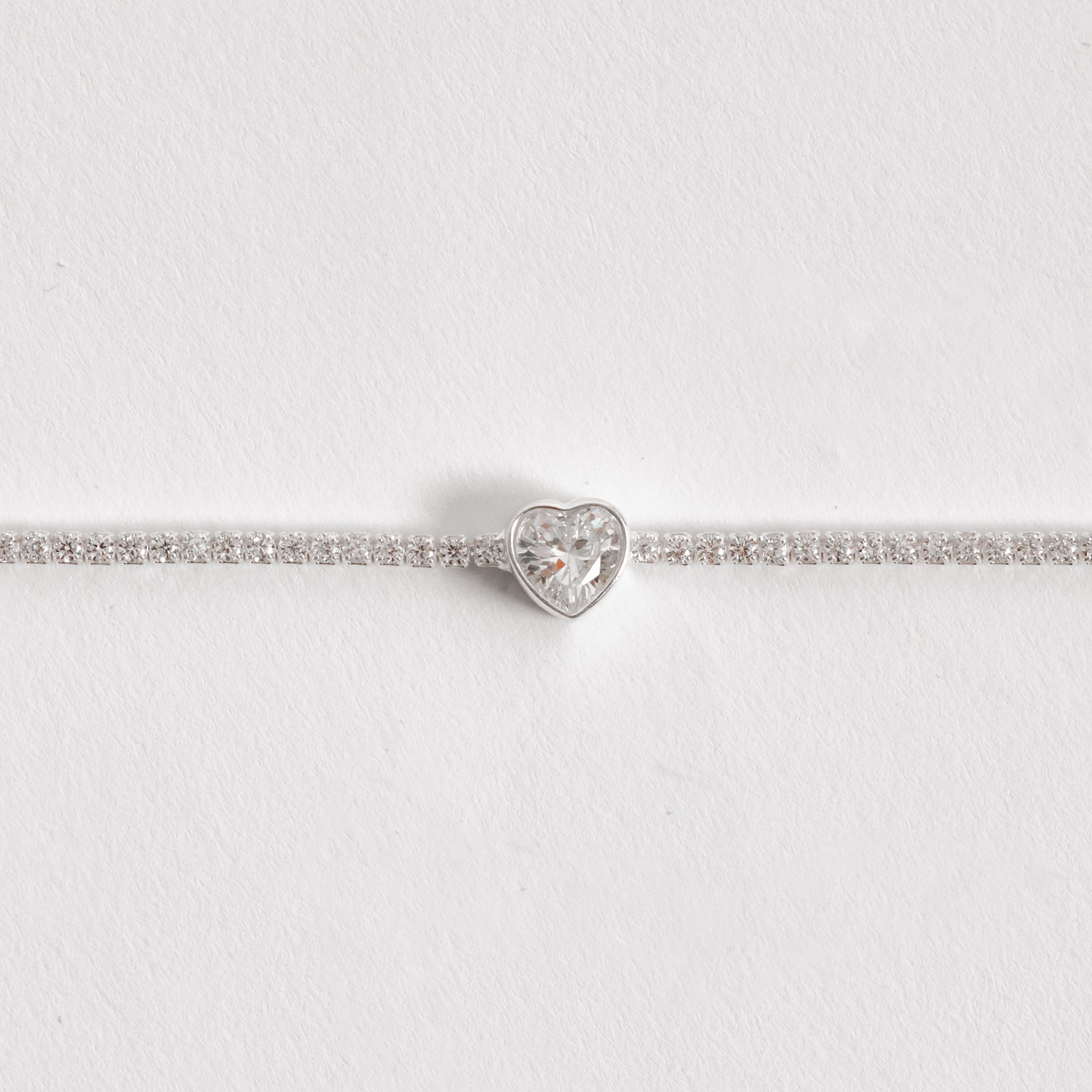 Pulseira Riviera 1.9 com zircônia coração cristal 16cm com alongadora
