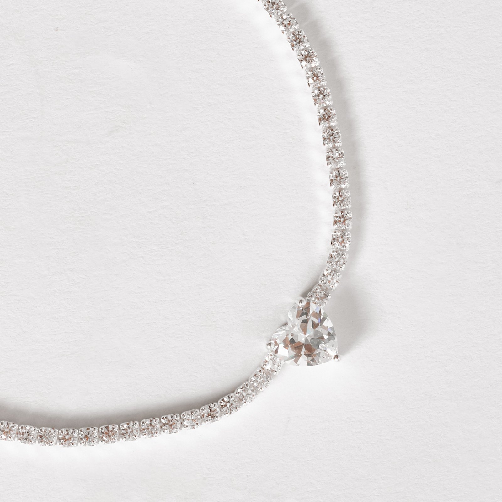 Pulseira Riviera 2.1 com zircônia coração cristal 16+4cm