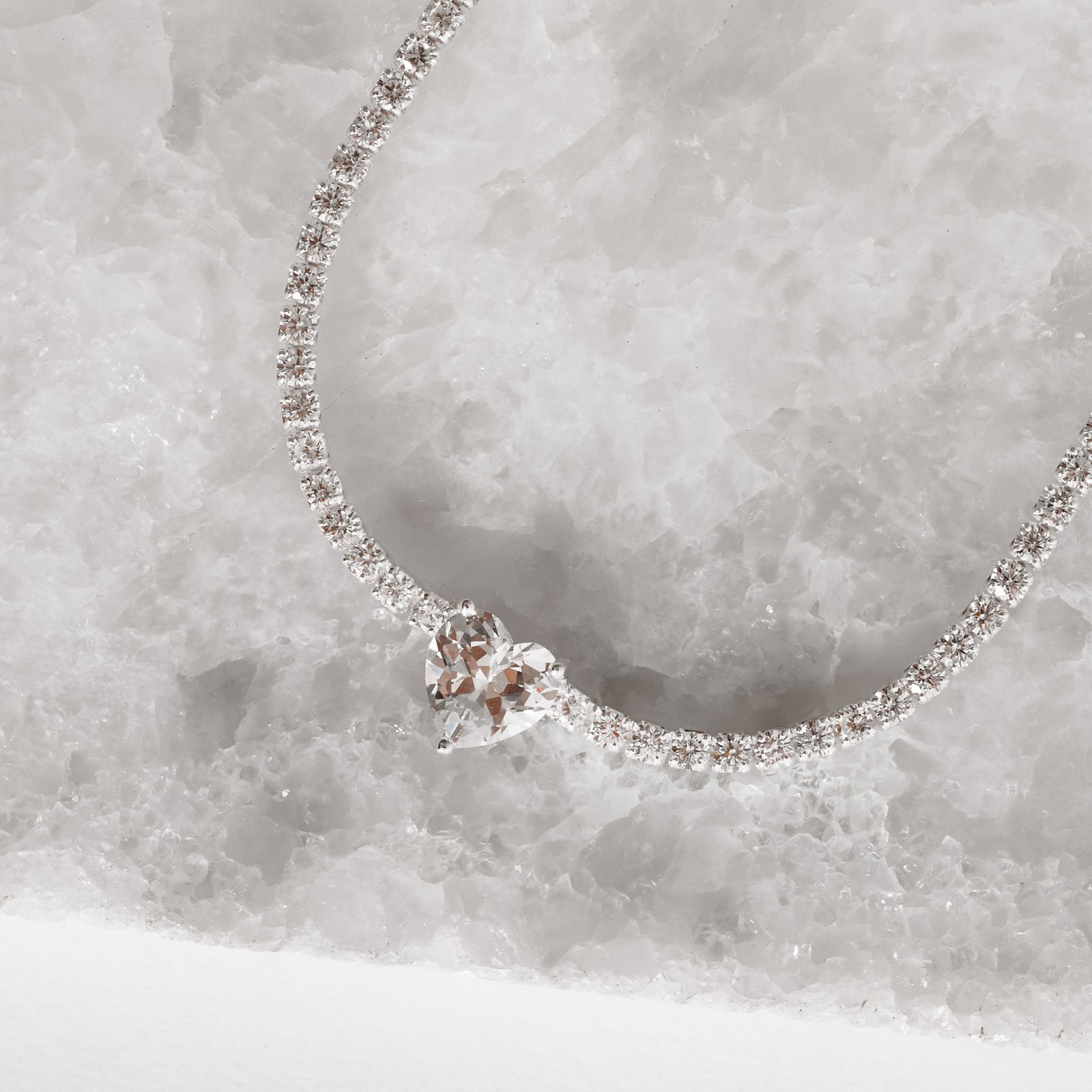 Pulseira Riviera 2.1 com zircônia coração cristal 16+4cm