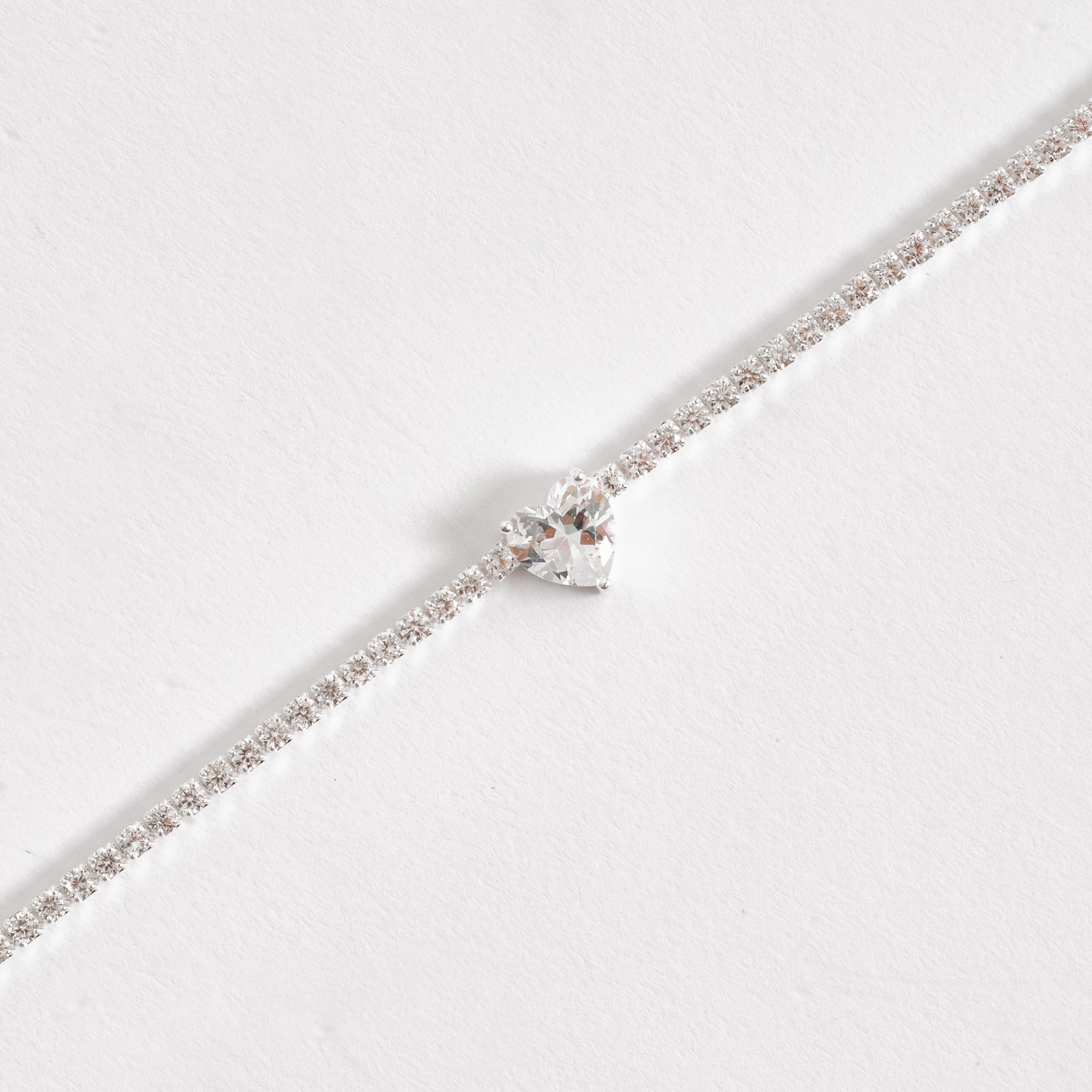 Pulseira Riviera 2.1 com zircônia coração cristal 16+4cm