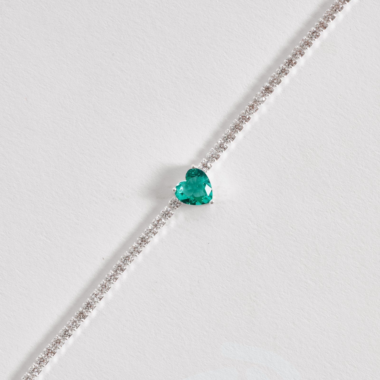 Pulseira Riviera 2.1 com zircônia coração turmalina 16+4cm