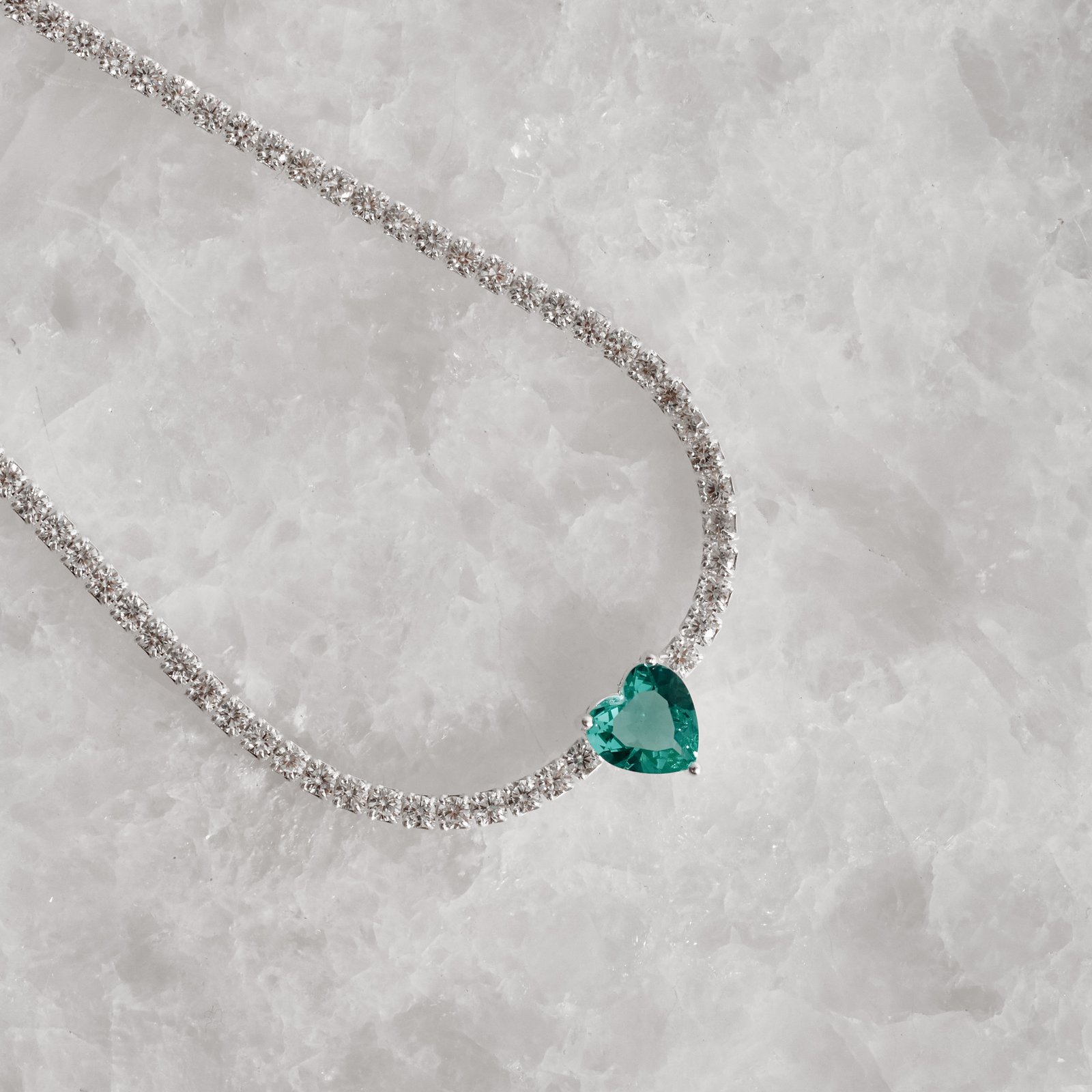 Pulseira Riviera 2.1 com zircônia coração turmalina 16+4cm