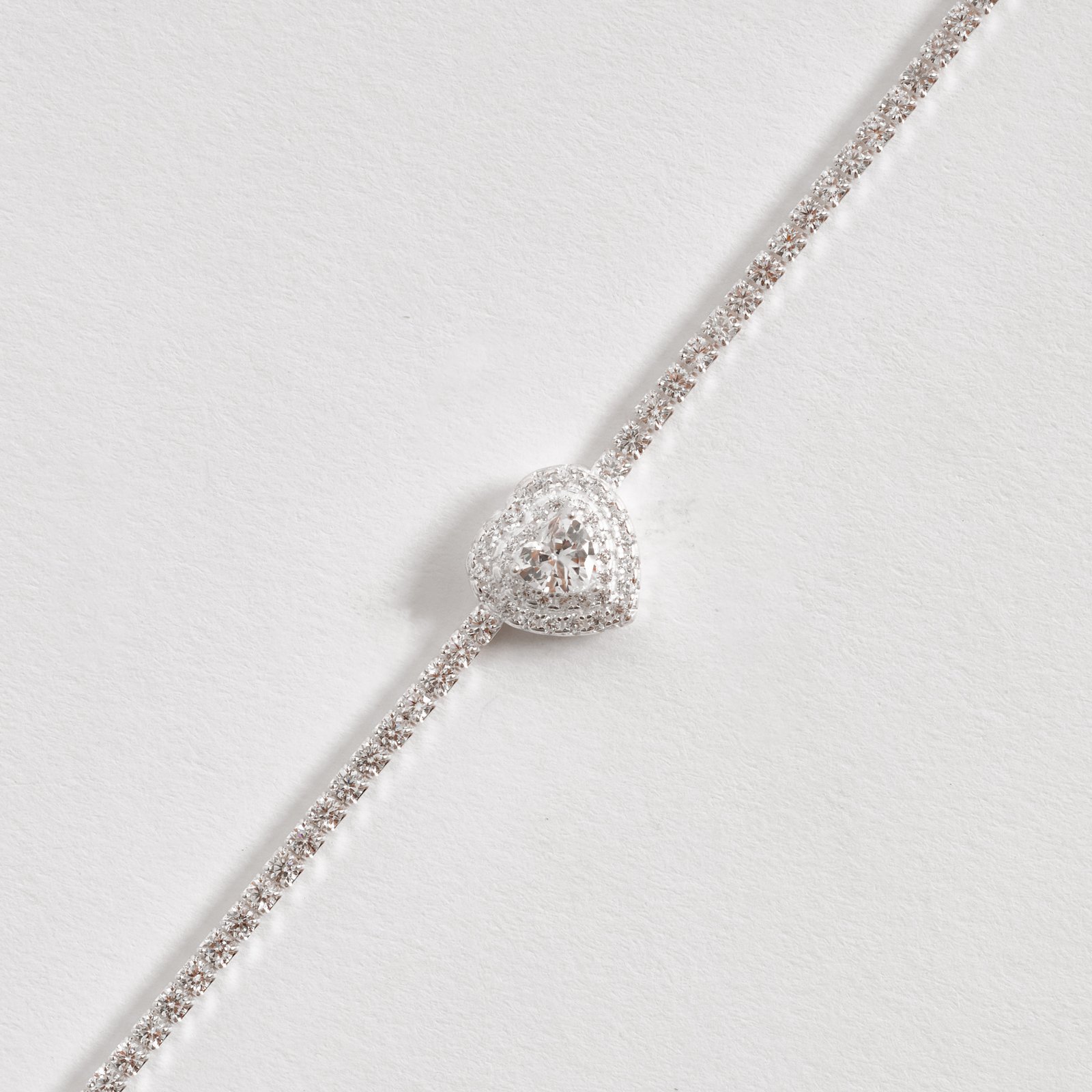 Pulseira Riviera 2.1 zircônia coração com cravejado 16+4cm