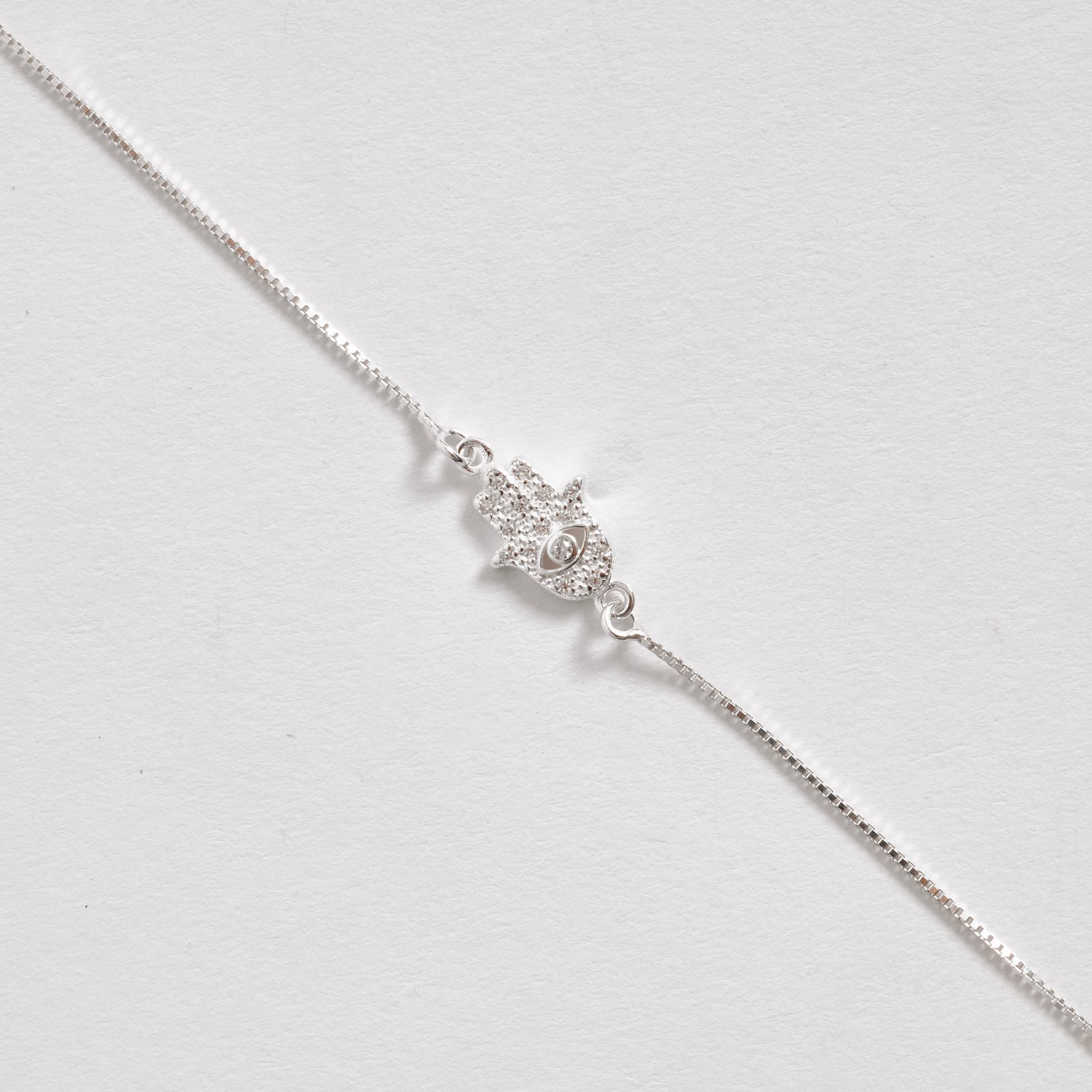 Pulseira entremeio mão cravejada 11mm v15 16cm com alongadora