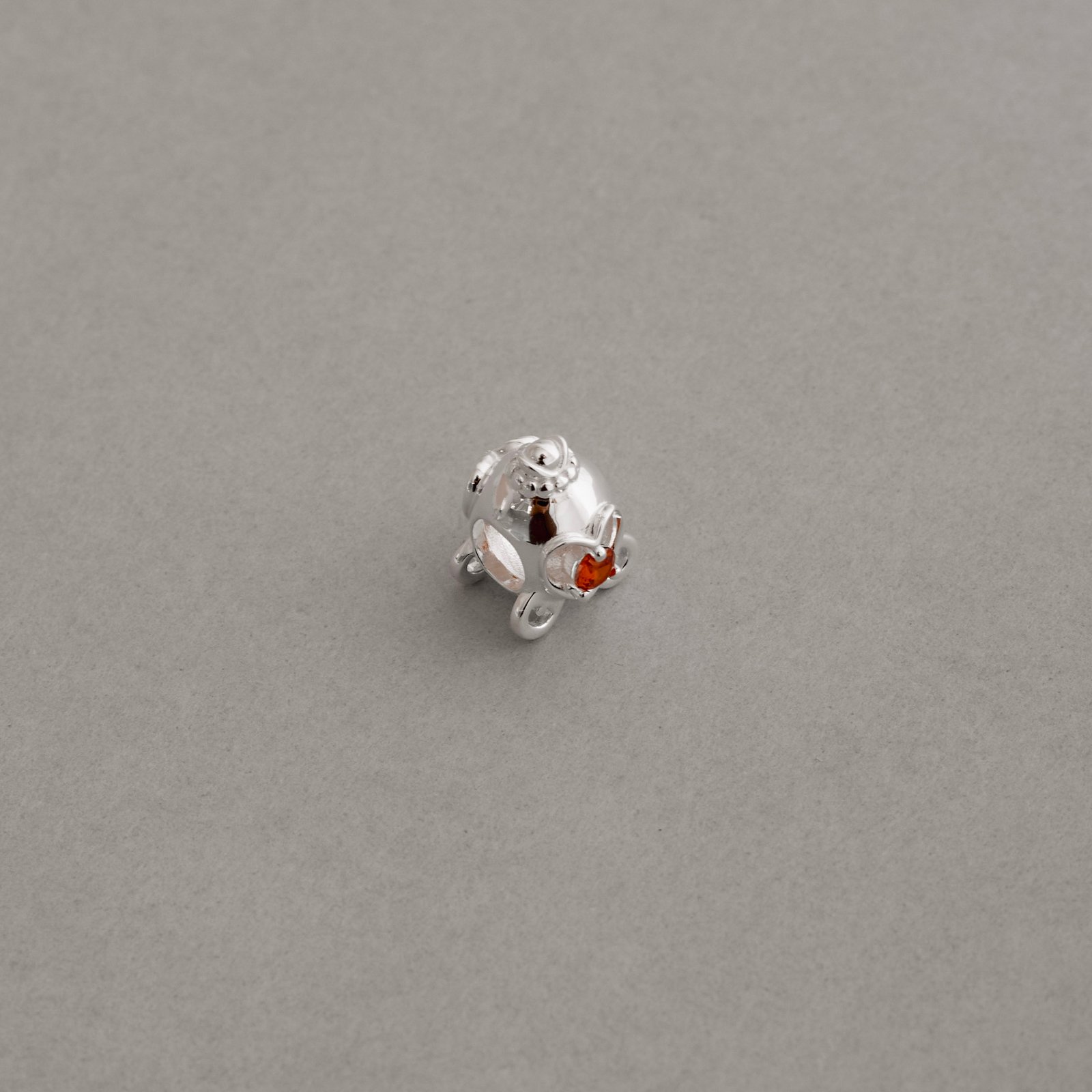 Berloque separador carruagem detalhe zircônia laranja 13mm