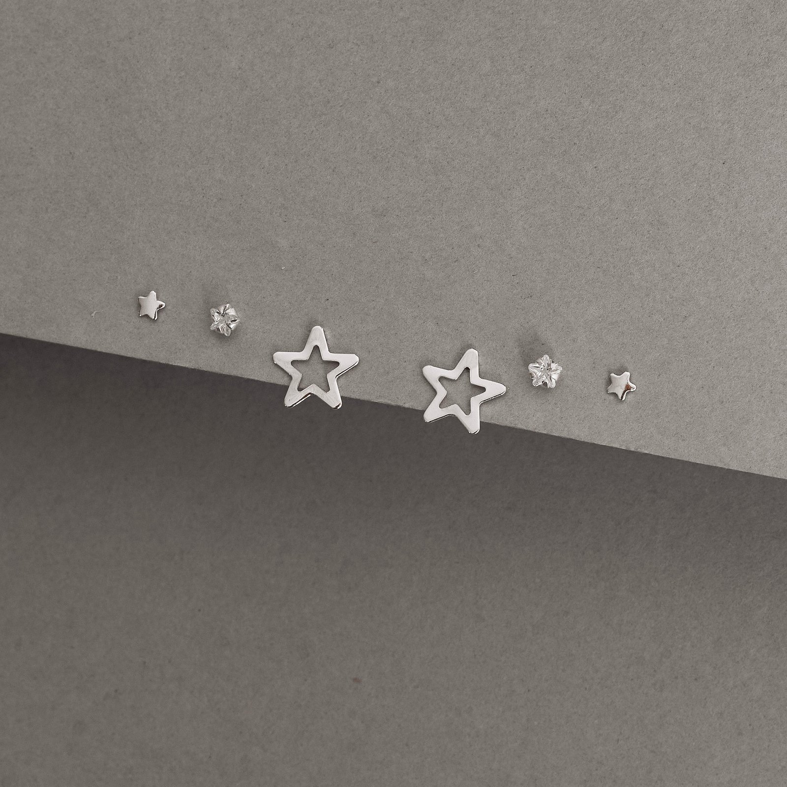 Trio estrelas lisa, zircônia e vazada
