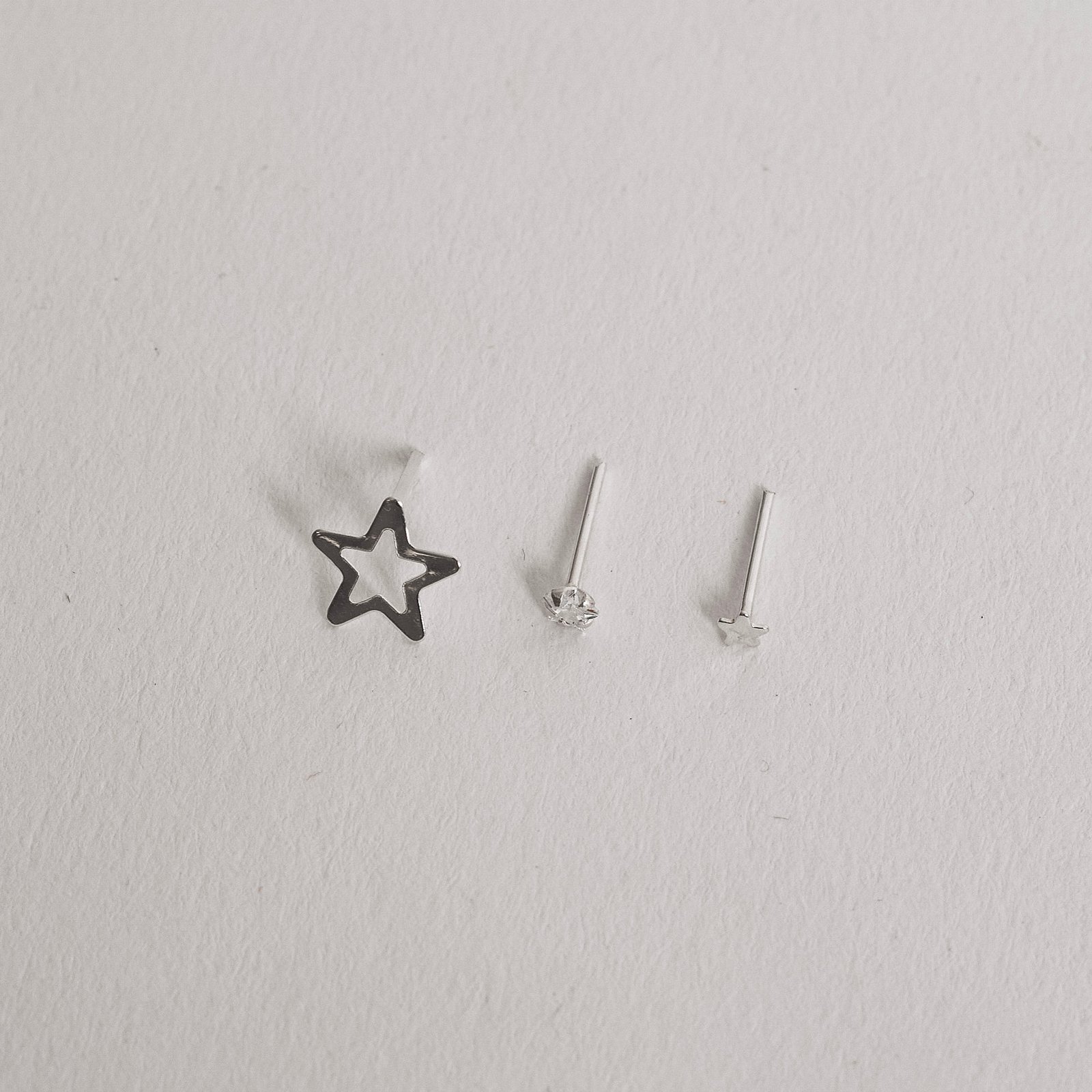 Trio estrelas lisa, zircônia e vazada