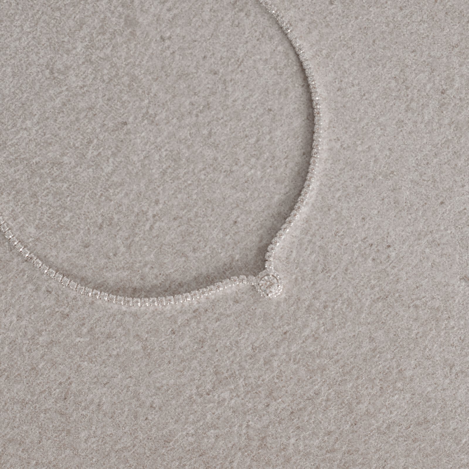 Colar Riviera 2mm com botão cravejado 40+5cm
