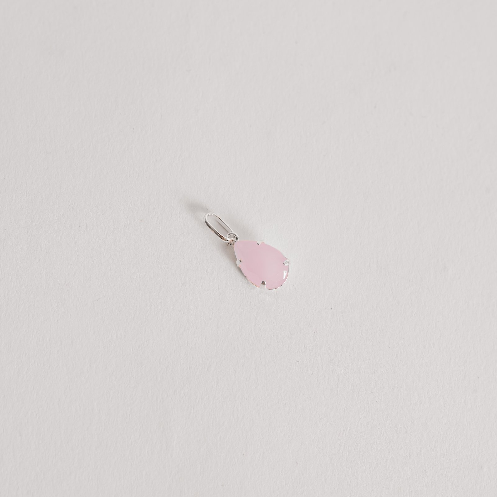 Pingente zircônia gota rosa leitoso 12mm