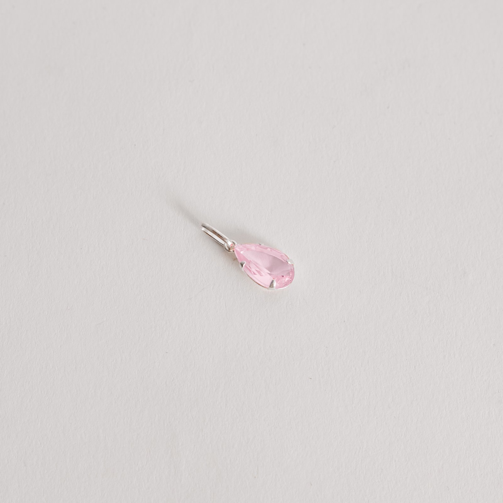 Pingente zircônia gota rosa 12mm