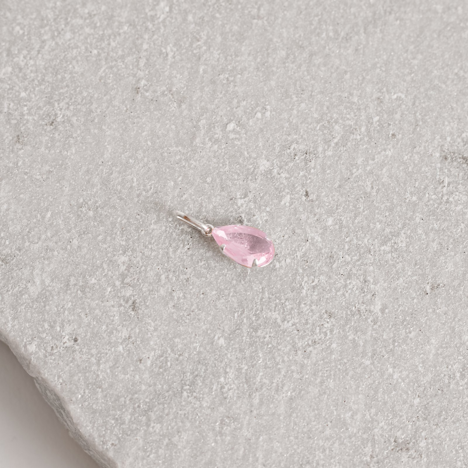 Pingente zircônia gota rosa 12mm