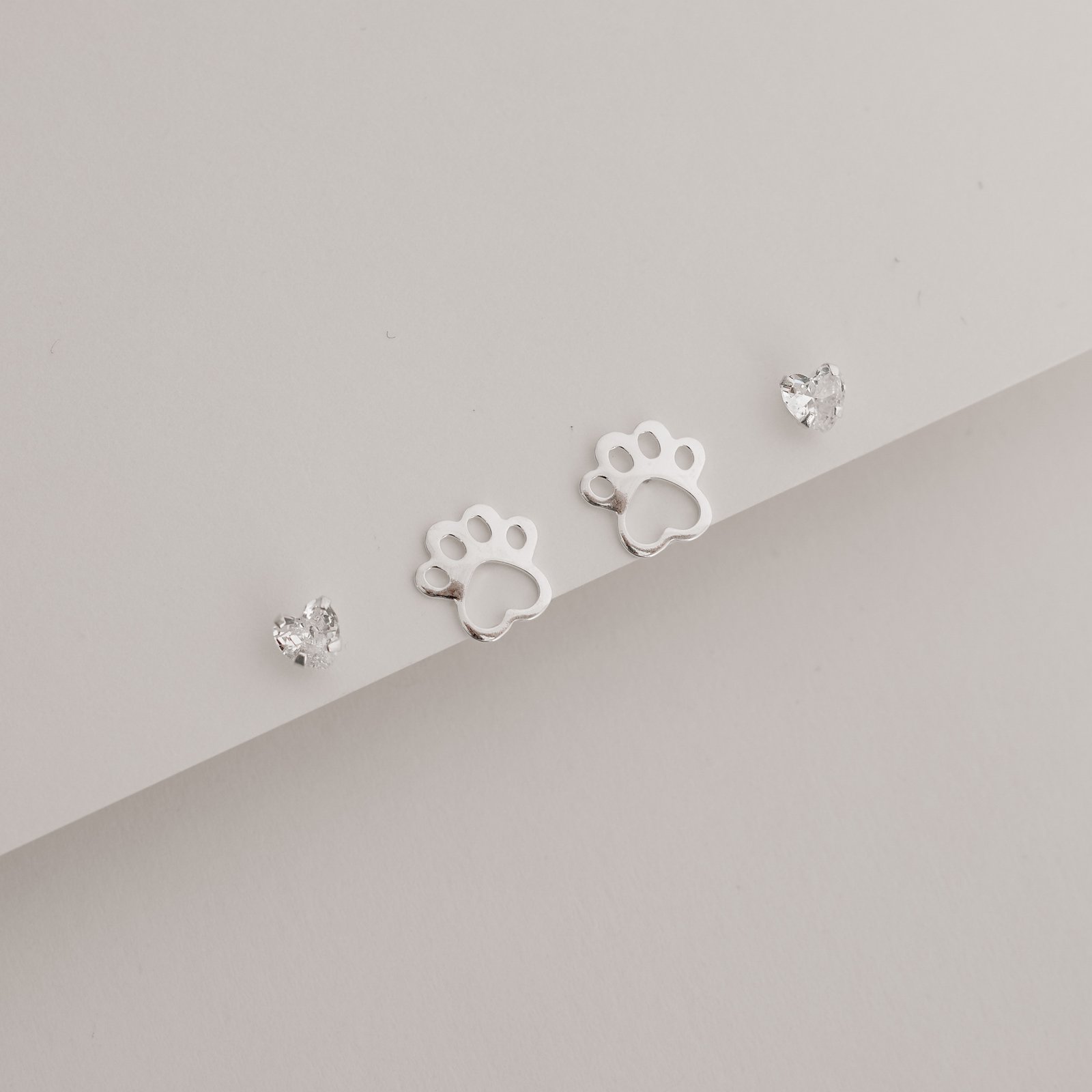 Dupla zircônia coração 5mm e pata 10mm