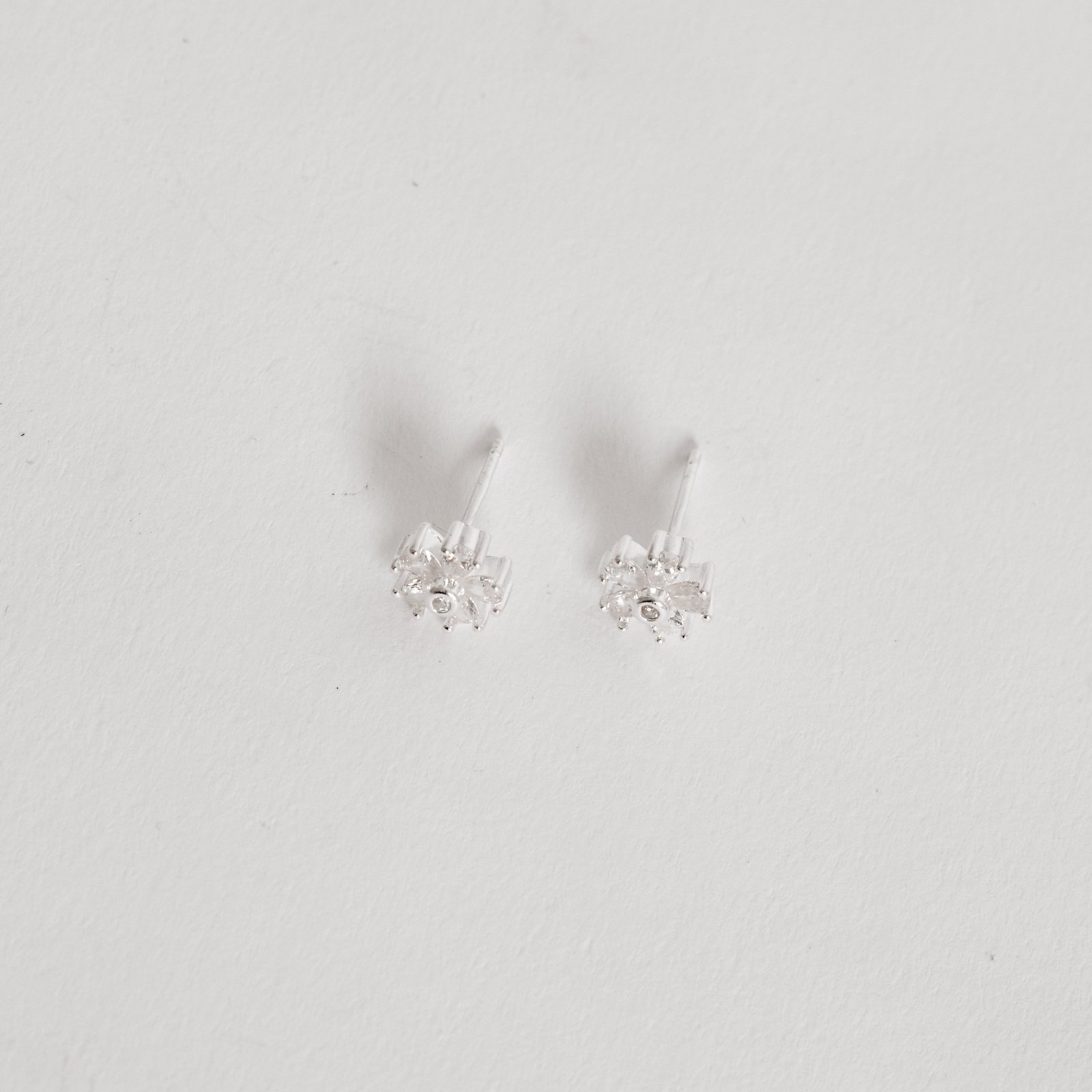 Brinco flor com zircônias cristal 7mm