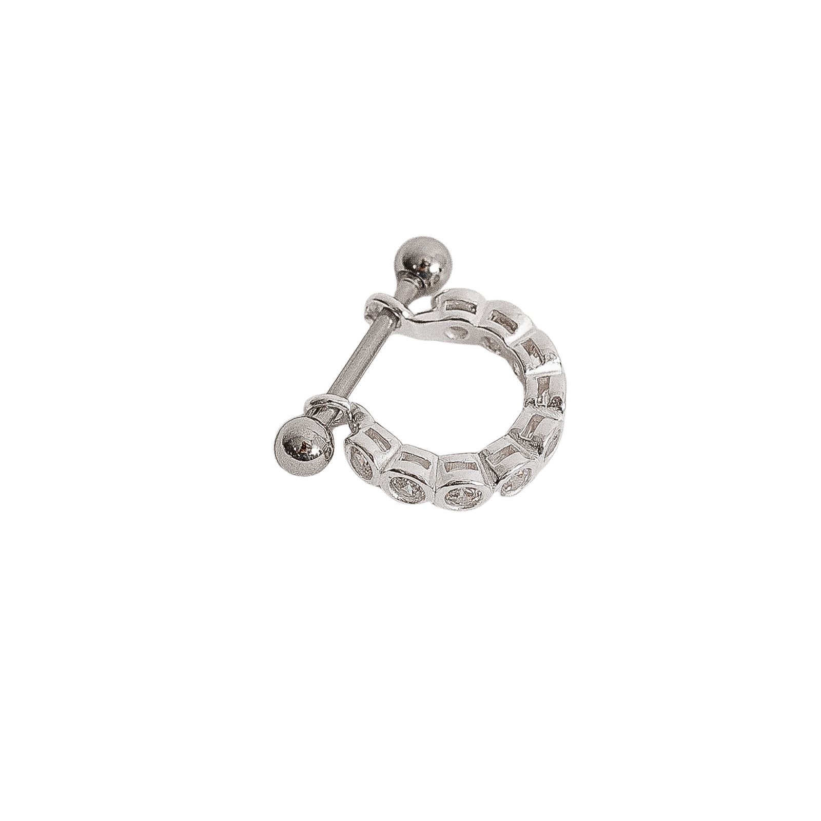 Piercing conch bolinhas com zircônias 12mm haste