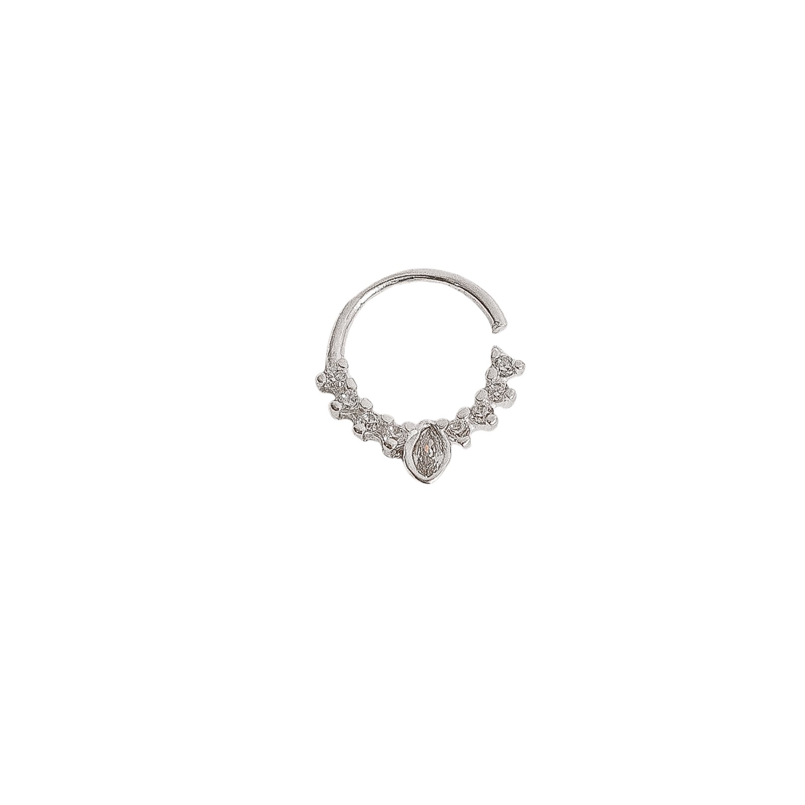 Piercing argola cravejada zircônia navete 9mm