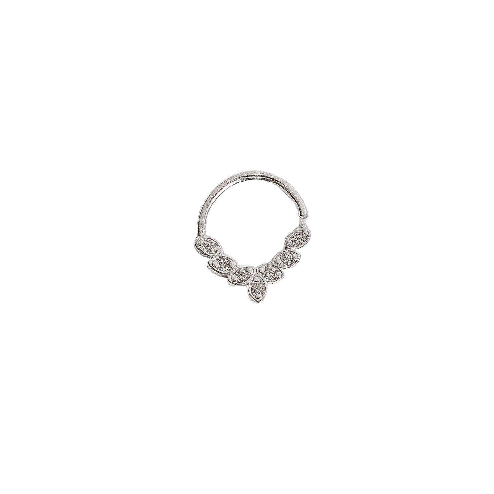 Piercing argola 10mm 7 zircônias orelha esquerda
